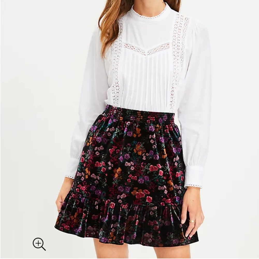 Velvet Floral Mini Skirt